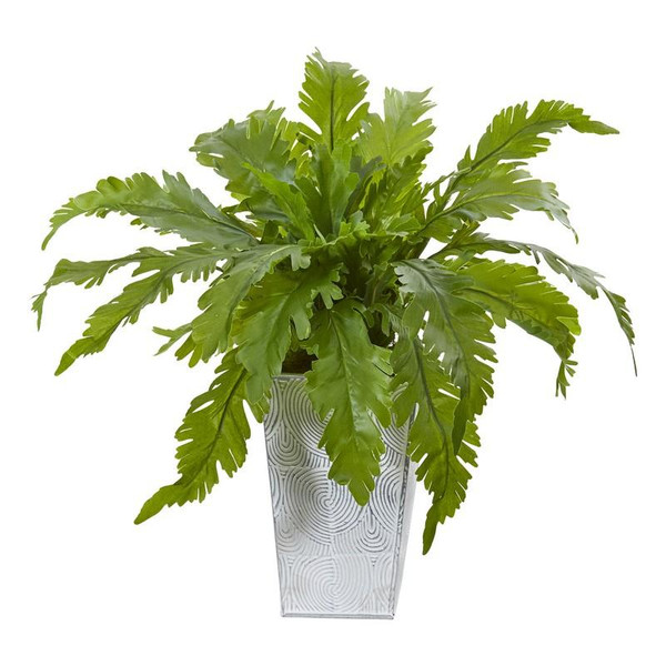15" Fern Artificial Plant In White Planter 8893 By Nearly Natural