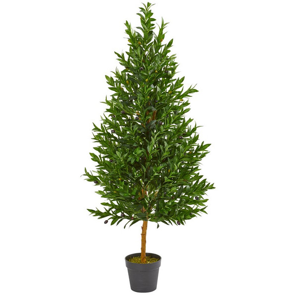 4.5' Olive Cone Topiary Artificial Tree Uv Resistant (Indoor/Outdoor) 9104 By Nearly Natural