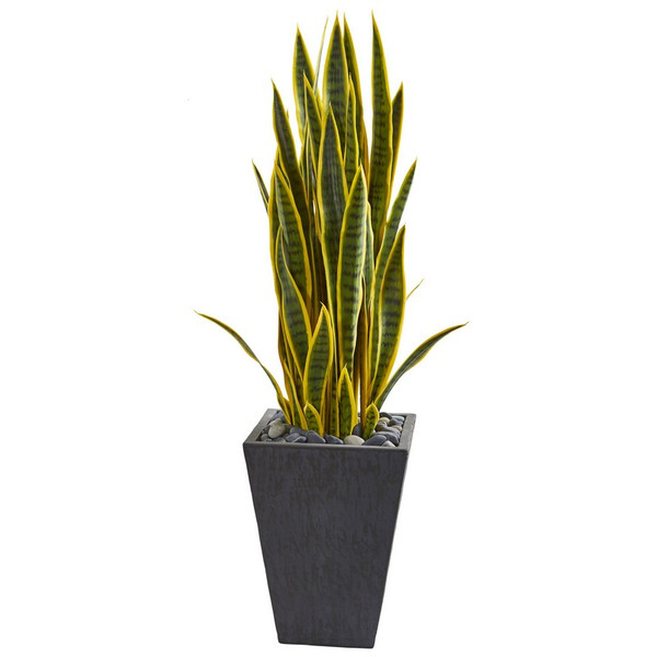 3.5' Sansevieria Artificial Plant In Slate Planter 9182 By Nearly Natural