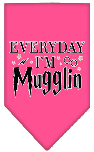 Everyday I'M Mugglin Screen Print Bandana Bright Pink Large 66-463 LGBPK By Mirage