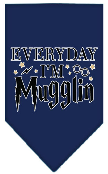 Everyday I'M Mugglin Screen Print Bandana Navy Blue Small 66-463 SMNB By Mirage