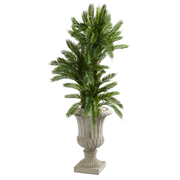 4.5' Triple Cycas Artificial Plant In Urn 9205 By Nearly Natural