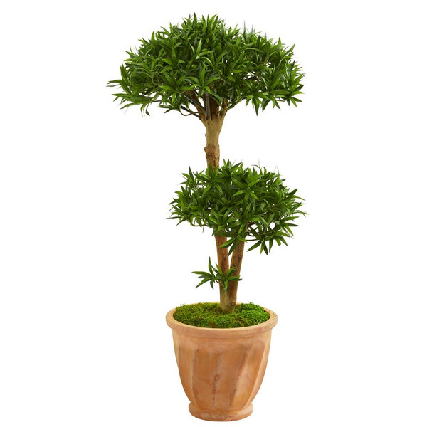 41" Bonsai Styled Podocarpus Artificial Tree In Terra Cotta Planter 9241 By Nearly Natural