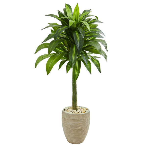 52" Dracaena Artificial Plant In Sand Colored Planter 9262 By Nearly Natural