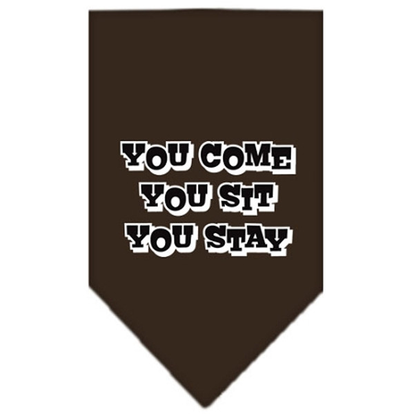You Come, You Sit, You Stay Screen Print Bandana Cocoa Large 66-74 LGCO By Mirage