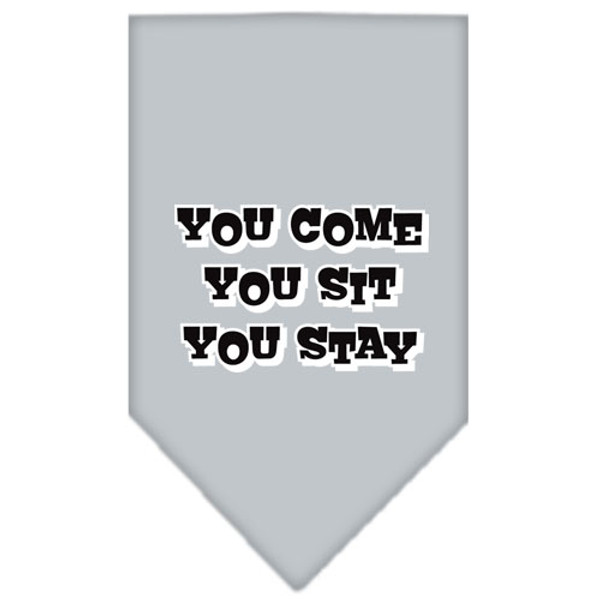 You Come, You Sit, You Stay Screen Print Bandana Grey Large 66-74 LGGY By Mirage