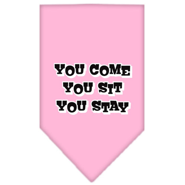 You Come, You Sit, You Stay Screen Print Bandana Light Pink Large 66-74 LGLPK By Mirage