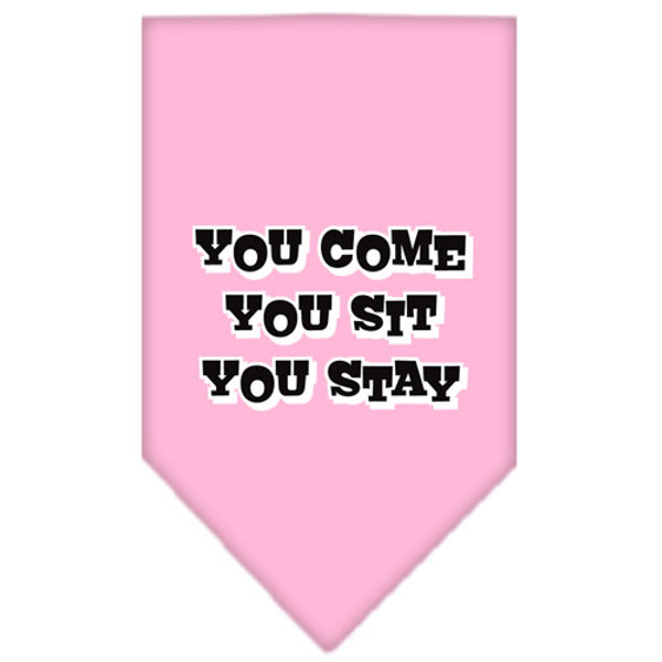 You Come, You Sit, You Stay Screen Print Bandana Light Pink Small 66-74 SMLPK By Mirage