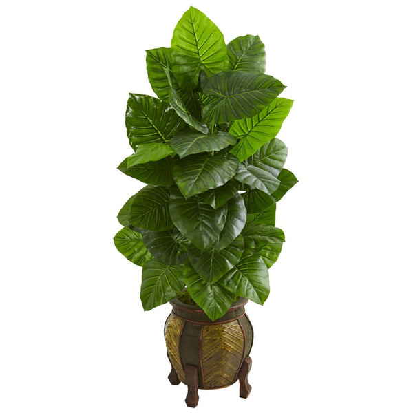 4.5" Taro Artificial Plant In Decorative Planter 9277 By Nearly Natural