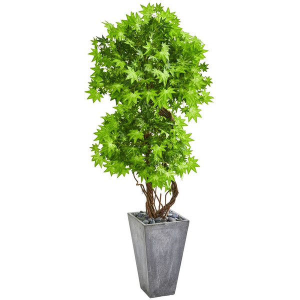 74" Maple Artificial Tree In Cement Planter 9287 By Nearly Natural