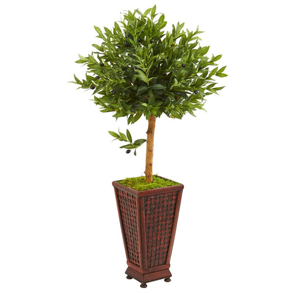 46" Olive Topiary Artificial Tree In Decorative Planter 9317 By Nearly Natural