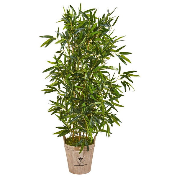 58" Bamboo Artificial Tree In Farmhouse Planter (Real Touch) 9338 By Nearly Natural