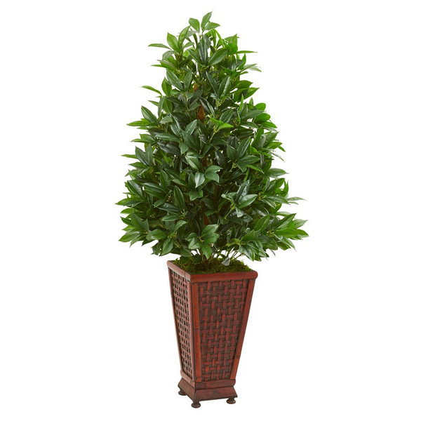 4' Bay Leaf Artificial Topiary Tree In Decorative Planter 9360 By Nearly Natural