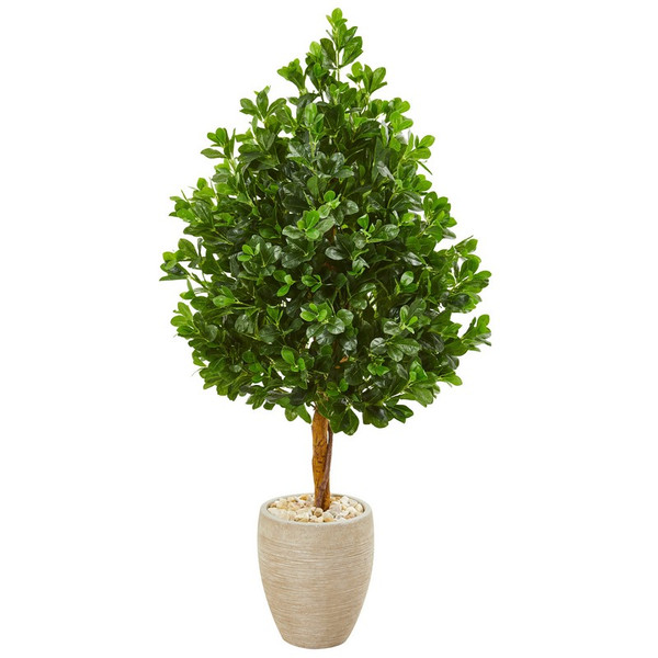 59" Evergreen Artificial Tree In Sand Finished Planter 9374 By Nearly Natural