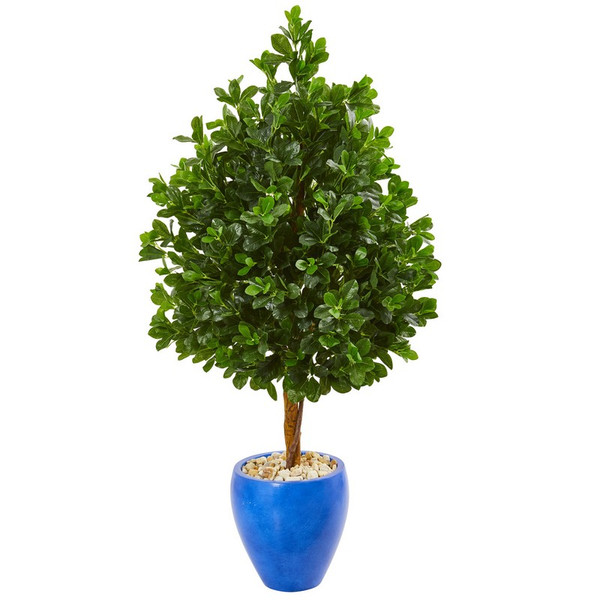 57" Evergreen Artificial Tree In Blue Planter 9378 By Nearly Natural