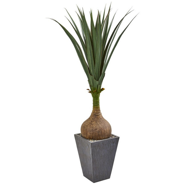 5' Yucca Artificial Plant In Slate Planter 9393 By Nearly Natural