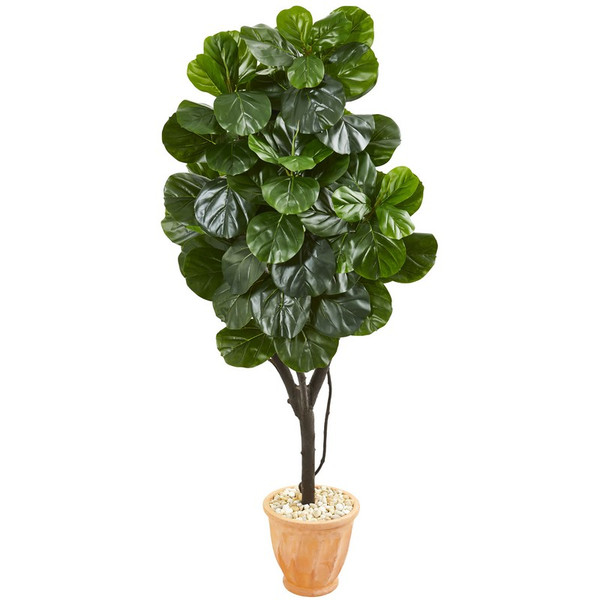 65" Fiddle Leaf Fig Artificial Tree In Terra Cotta Planter 9412 By Nearly Natural