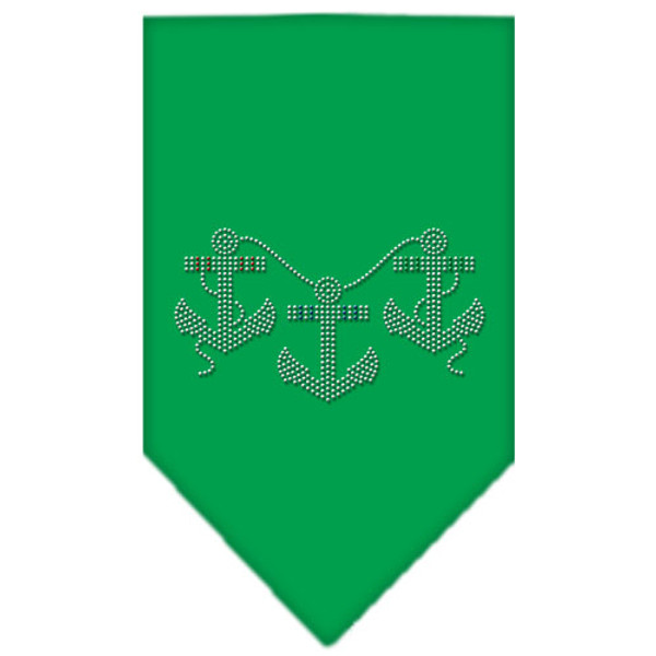 Anchors Rhinestone Bandana Emerald Green Large 67-03 LGEG By Mirage