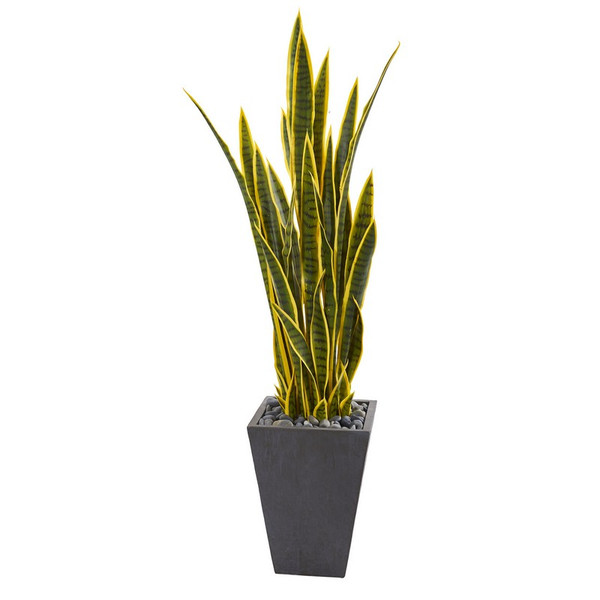 4.5' Sansevieria Artificial Plant In Slate Planter 9438 By Nearly Natural