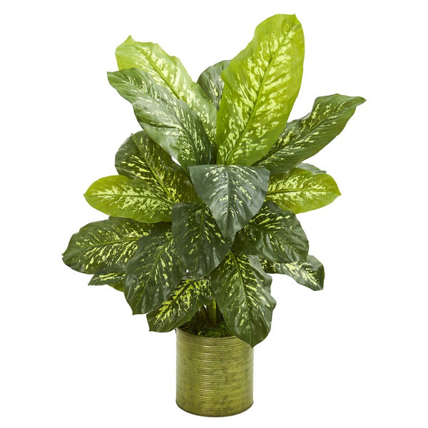 36" Dieffenbachia Artificial Plant In Green Planter (Real Touch) 9502 By Nearly Natural