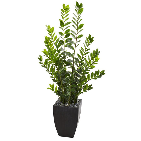 5' Zamioculcas Artificial Plant In Black Planter 9524 By Nearly Natural