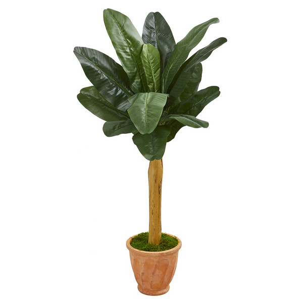 57" Banana Artificial Tree In Terra Cotta Planter 9543 By Nearly Natural