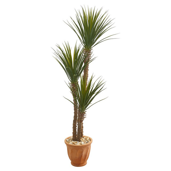 65" Yucca Rostrara Artificial Tree In Terra Cotta Planter 9545 By Nearly Natural