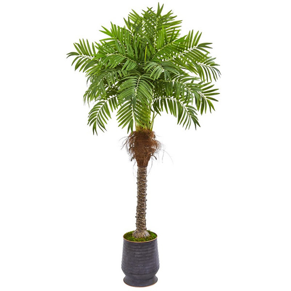 71" Robellini Palm Artificial Tree In Decorative Planter 9555 By Nearly Natural