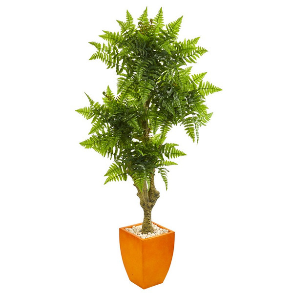 75" Boston Fern Artificial Tree In Planter Uv Resistant (Indoor/Outdoor) 9581 By Nearly Natural