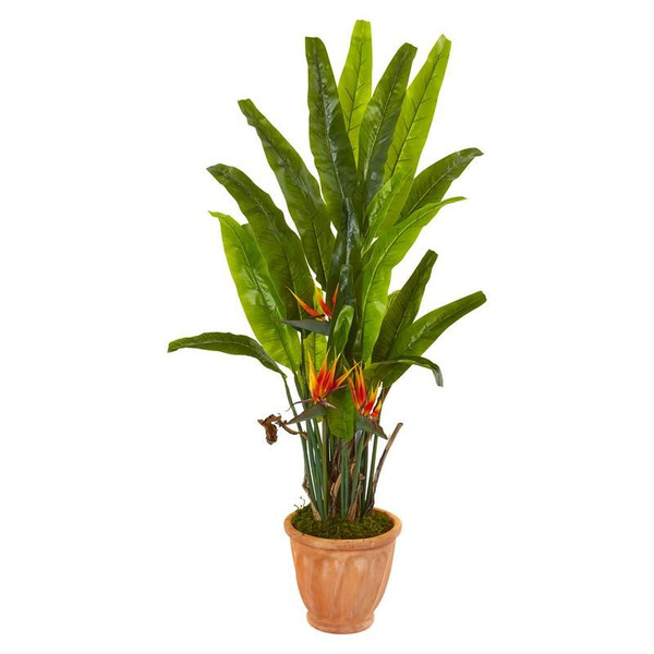 56" Bird Of Paradise Artificial Plant In Terra-Cotta Planter 9588 By Nearly Natural