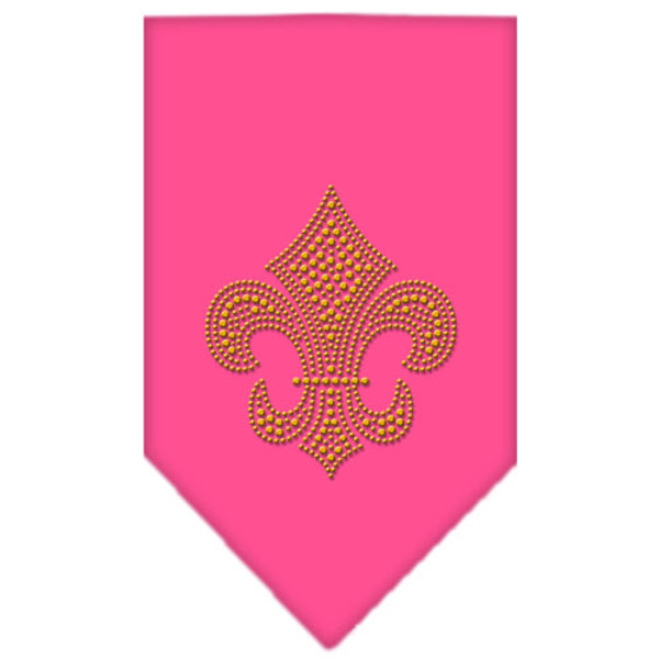 Fleur De Lis Gold Rhinestone Bandana Bright Pink Small 67-31 SMBPK By Mirage