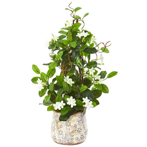 25" Stephanotis Artificial Climbing Plant In Decorative Planter 9594 By Nearly Natural