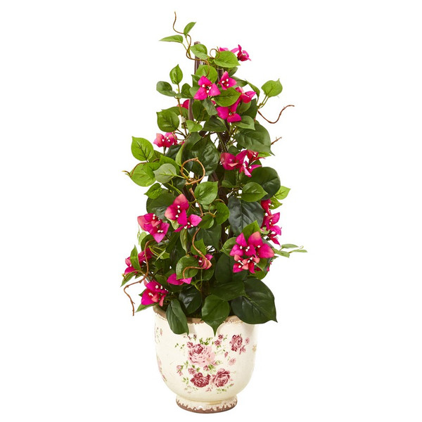 25" Bougainvillea Artificial Climbing Plant In Floral Vase 9604 By Nearly Natural