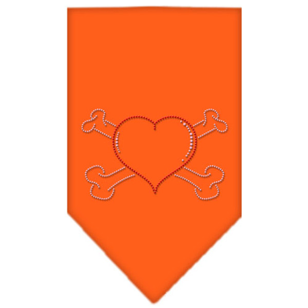 Heart Crossbone Rhinestone Bandana Orange Large 67-37 LGOR By Mirage