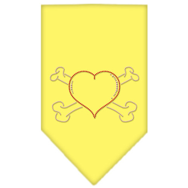 Heart Crossbone Rhinestone Bandana Yellow Small 67-37 SMYW By Mirage