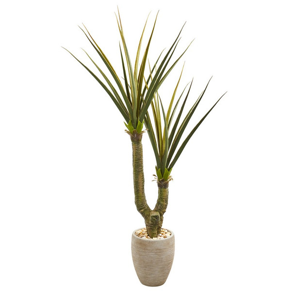 68" Yucca Artificial Plant In Sand Colored Planter 9633 By Nearly Natural