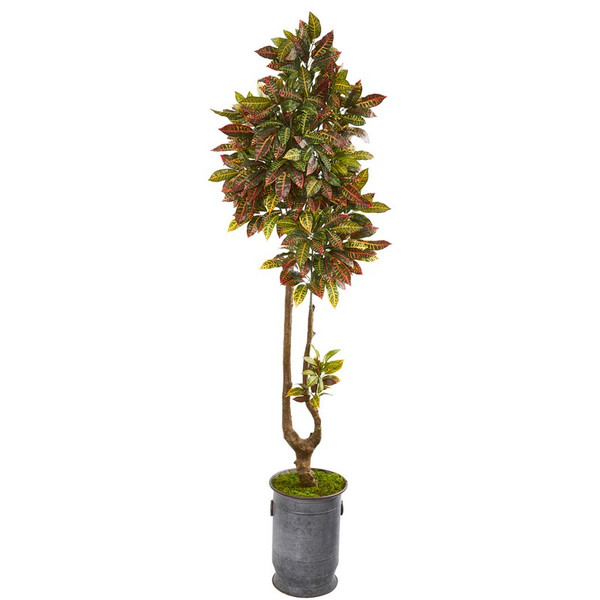 73" Croton Artificial Tree In Decorative Planter 9653 By Nearly Natural