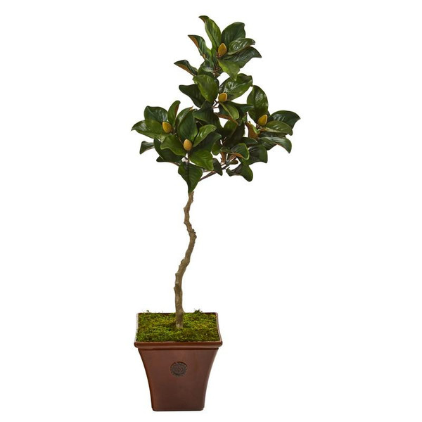 57" Magnolia Artificial Tree In Decorative Planter 9661 By Nearly Natural