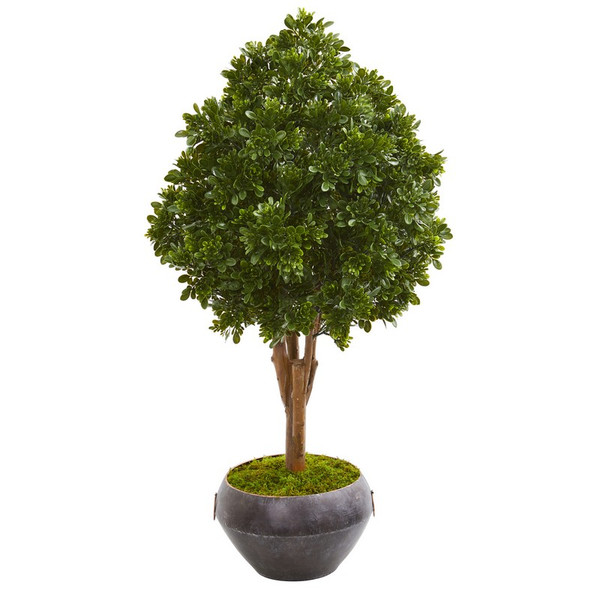 45" Tea Leaf Artificial Tree In Bowl Uv Resistant (Indoor/Outdoor) 9702 By Nearly Natural