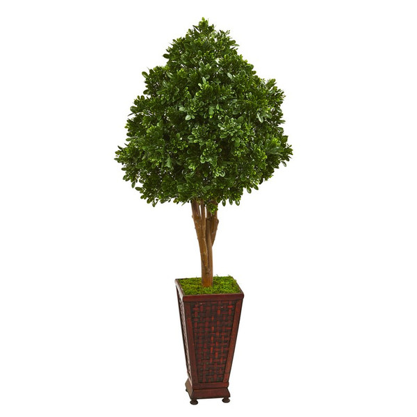 56" Tea Leaf Artificial Tree In Decorative Planter 9703 By Nearly Natural