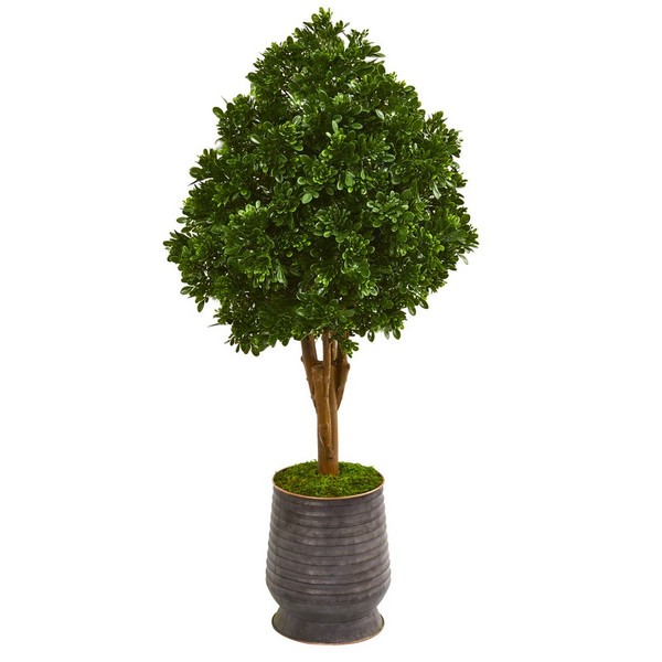 49" Tea Leaf Artificial Tree In Metal Planter Uv Resistant (Indoor/Outdoor) 9704 By Nearly Natural
