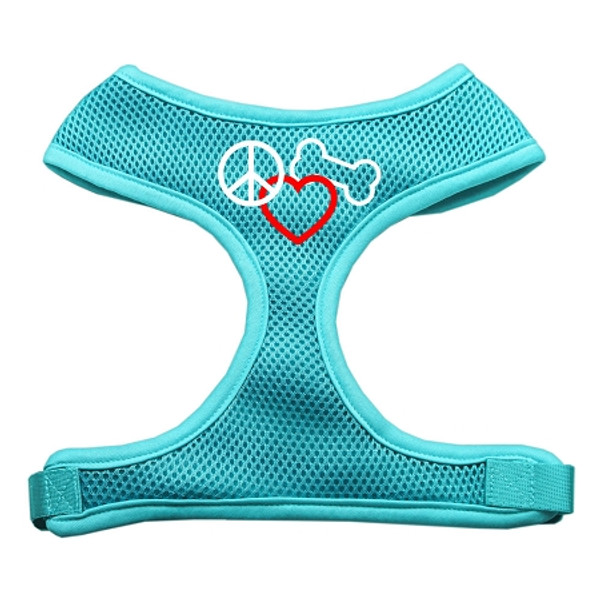 Peace, Love, Bone Design Soft Mesh Pet Harness Aqua Large 70-17 LGAQ By Mirage