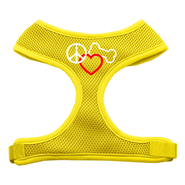 Peace, Love, Bone Design Soft Mesh Pet Harness Yellow Large 70-17 LGYW By Mirage