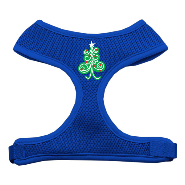 Swirly Christmas Tree Screen Print Soft Mesh Pet Harness Blue Small 70-27 SMBL By Mirage