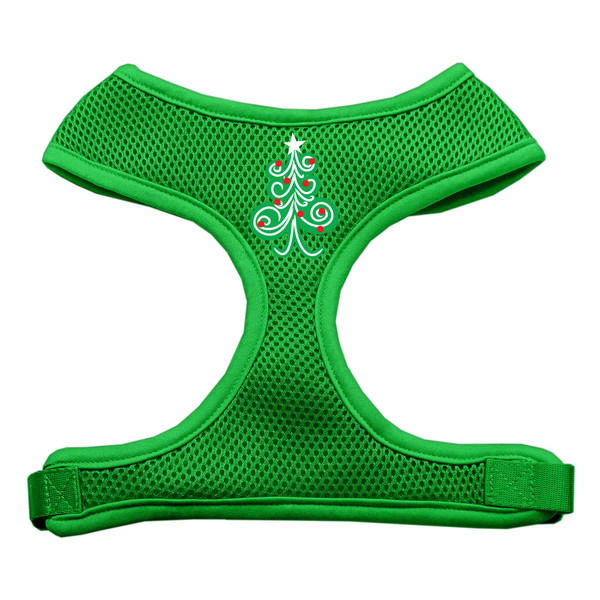 Swirly Christmas Tree Screen Print Soft Mesh Pet Harness Emerald Green Small 70-27 SMEG By Mirage