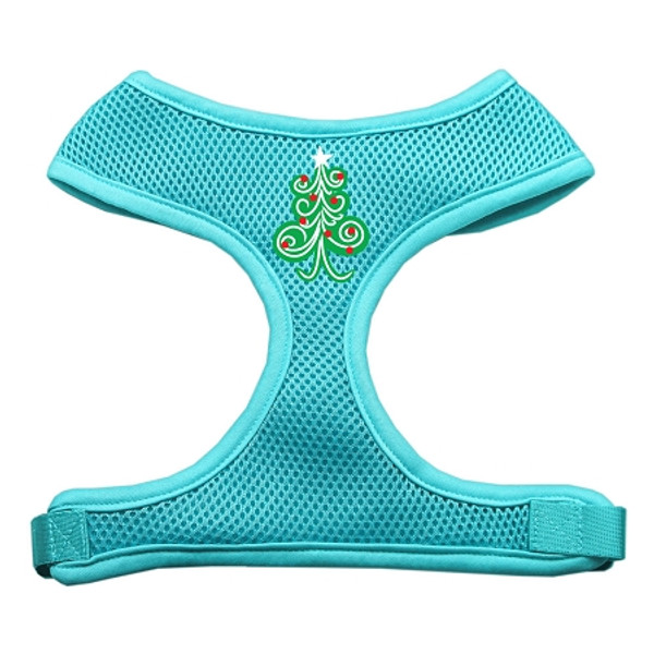 Swirly Christmas Tree Screen Print Soft Mesh Pet Harness Aqua Extra Large 70-27 XLAQ By Mirage