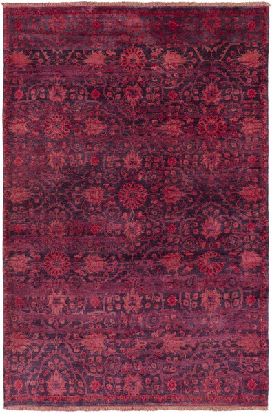 Surya Empress Hand Knotted Red Rug EMS-7014 - 5'6" x 8'6"