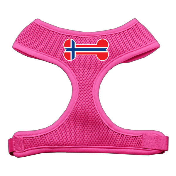 Bone Flag Norway Screen Print Soft Mesh Pet Harness Pink Large 70-39 LGPK By Mirage