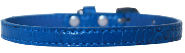 Omaha Plain Croc Dog Collar Blue Size 12 720-01 BLC12 By Mirage