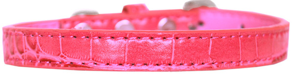 Wichita Plain Croc Dog Collar Bright Pink Size 16 720-02 BPKC16 By Mirage